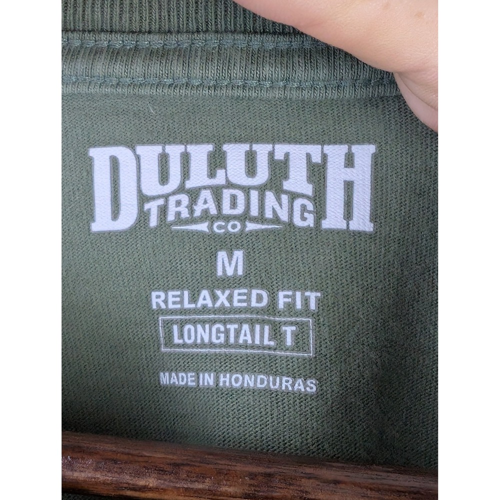 Duluth Trading Co Longtail T Relaxed Fit Henley Shirt Green Mens M 3237-52 - Picture 4 of 9